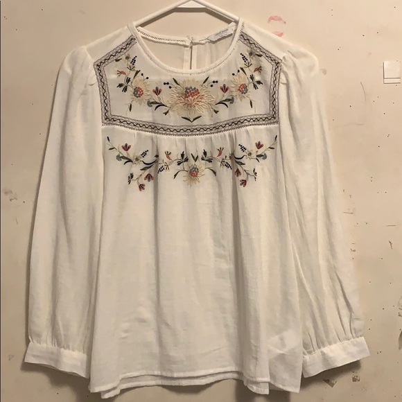 Lucky Brand Tops - Lucky Brand Cotton Embroidered Ladder-Trim Top